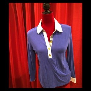 JONES NEW YORK women blue casual top 3/4 sleeves/size S